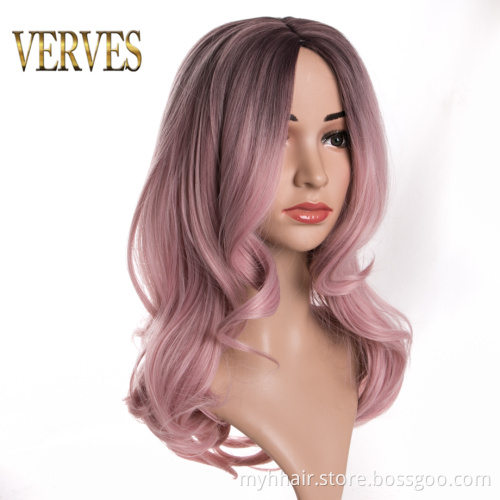 Body Wave synthetic hair Wig, High Temperature 20 inch for Women Afro cosplay Natural Ombre color hair wigs